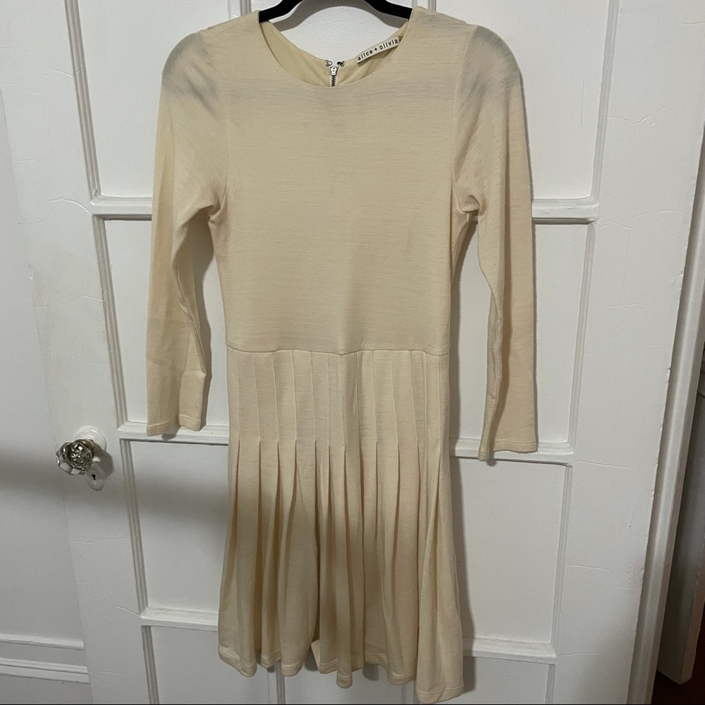 Alice & Olivia Cream Pleated Dress
